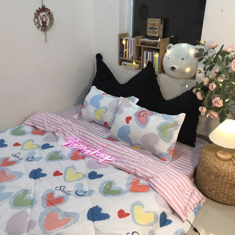 Cotton Chần Bông Tim Hồng Cực Xinh M2*2M, M4*2M, M6*2M, M8*2M