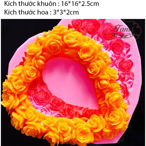 Khuôn Silicon 4D Rau Câu Hoa Nổi - Khuôn Vòng Hoa Tim