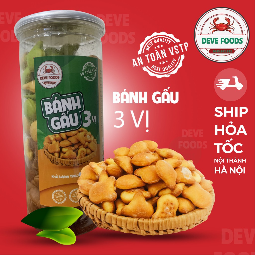 Bánh Gấu 3 Vị 400g DeVe Food ăn vặt Hà Nội