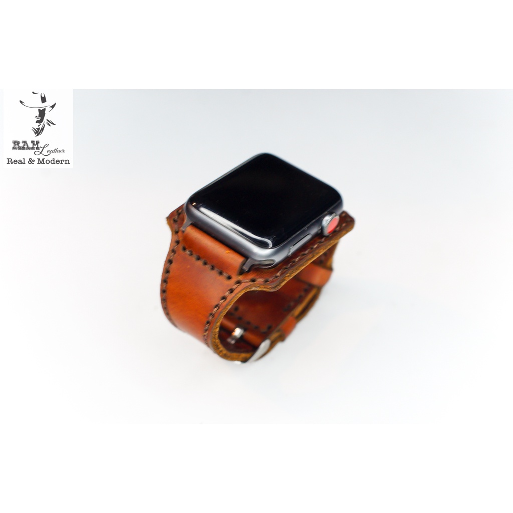 Dây apple watch da bò thật handmade bền chắc cực đẹp RAM Leather - tặng khóa chốt và adapter