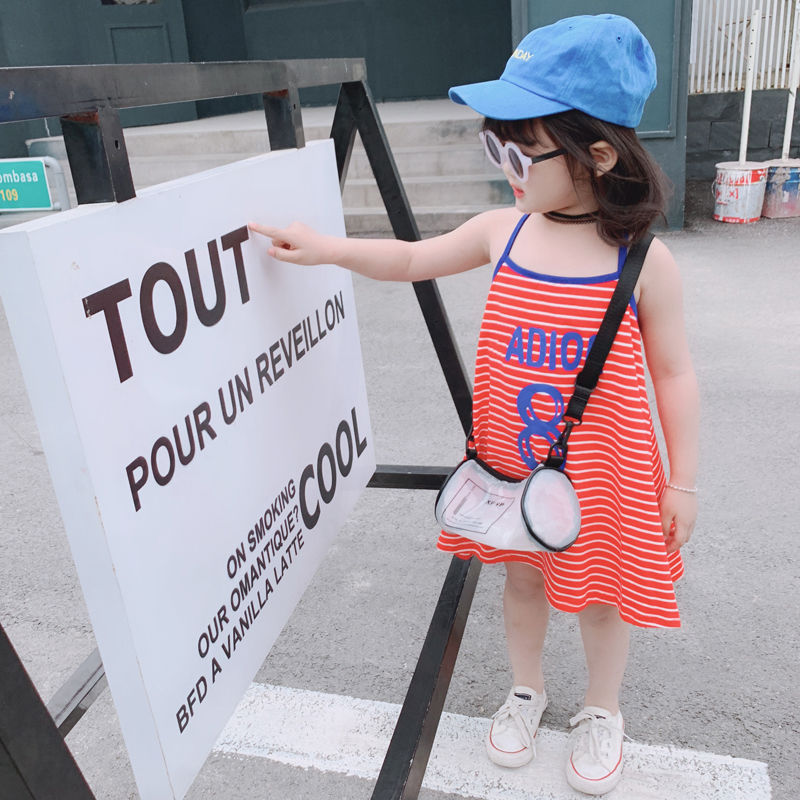 Đầm 2 dây kiểu Hàn Quốc thời trang mùa hè 2023 cho bé gái