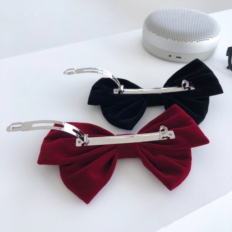 Kẹp Tóc Nơ Vải Nhung Xinh Xắn Phong Cách Hàn Quốc