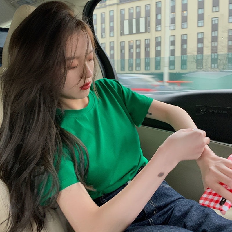 Áo Thun Cotton Cổ Tròn Ngắn Tay Dáng Rộng Thời Trang Mùa Hè Cho Nữ