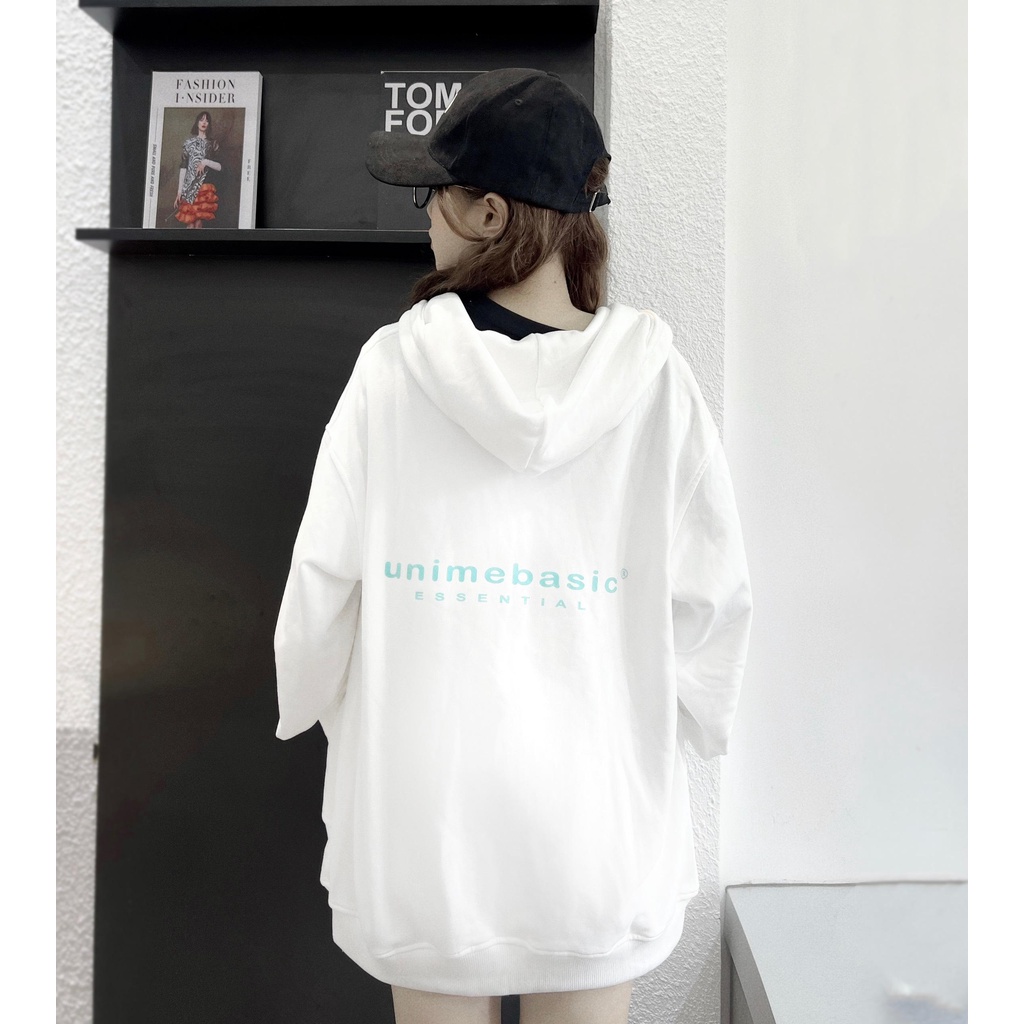 Áo khoác nam/nữ hoodie zip Unime Basic Essential - Trắng