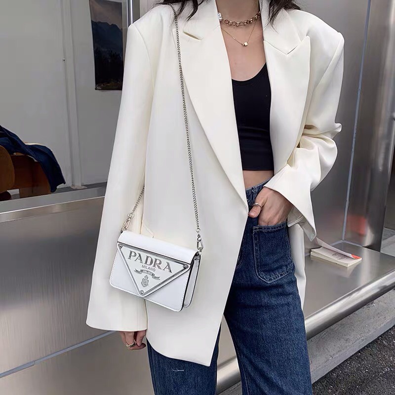 Túi xách P tam giác da bóng túi pờ ra đà bóng size 19 full box super - ZENI.STORE