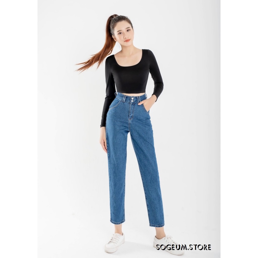 Quần jeans baggy nữ, - quần bò cạp cao ảnh video shop tự quay sogeum.store