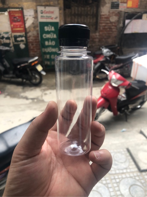 Bộ 10-20 Chai Nhựa Tròn Nắp Đen 100ml
