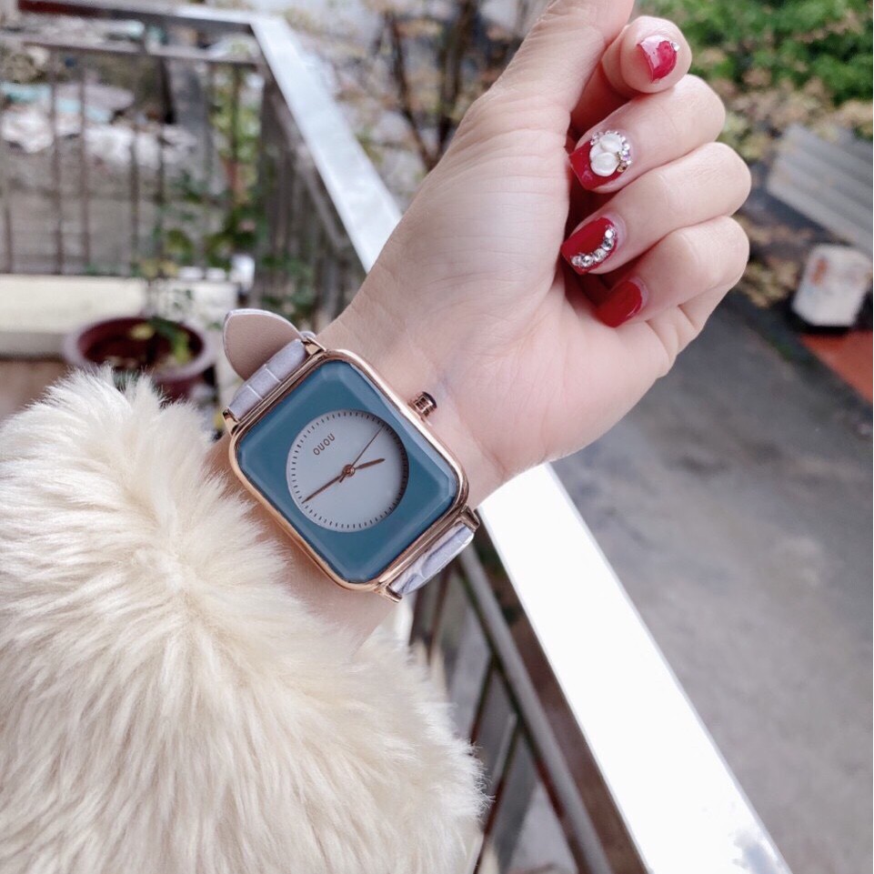 Đồng hồ thời trang nữ OUOU OU01 dây da êm tay, nhiều màu dể dạng phố đổ | BigBuy360 - bigbuy360.vn