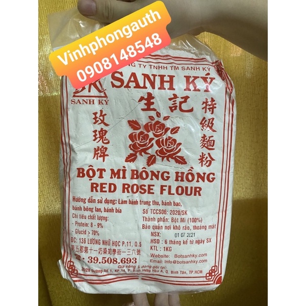 Bột mì Bông Hồng Đỏ Sanh Ký gói 1kg.