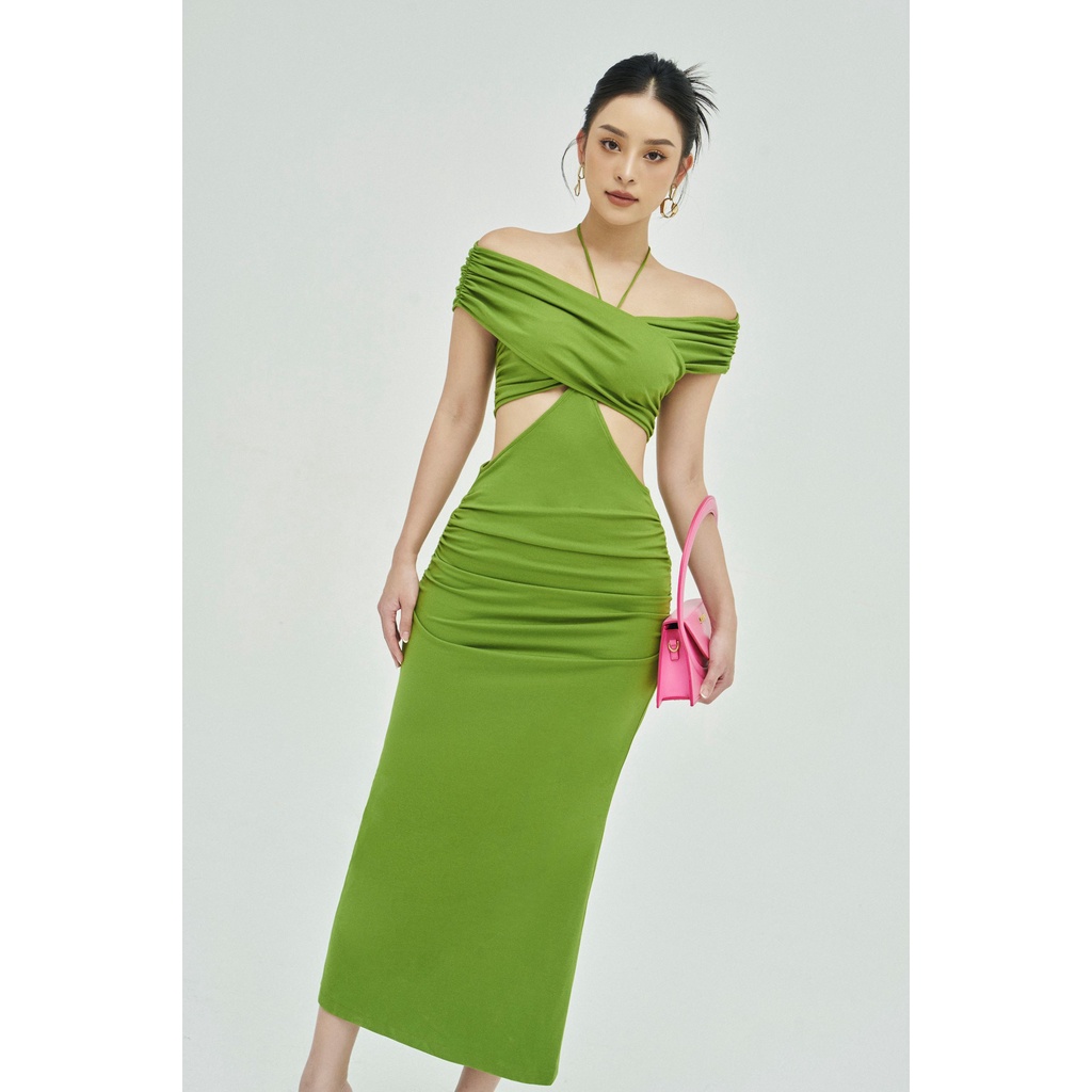 MOLLYNISTA - (ORIGINAL) Đầm Jolio thun cut out khoét chéo quyến rũ nữ tính thiết kế cao cấp đi chơi đi tiệc gợi cảm
