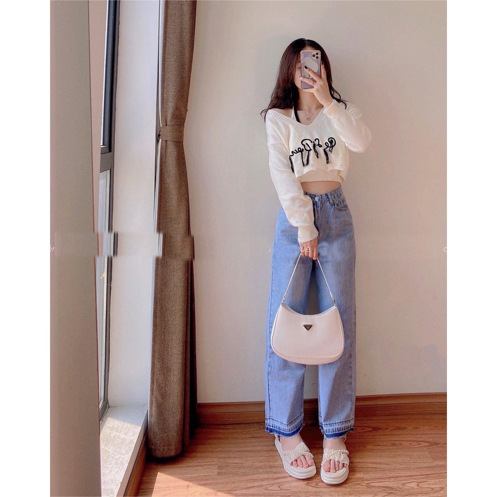 [ORDM3595.3596] QUẦN JEANS NỮ ỐNG RỘNG LAI TUA MÀU GẤU XANH NHẠT XANH ĐẬM CỰC HOT HIT THỜI TRANG HADI.VN