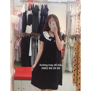 Váy bầu cổ bèo thiết kế mẫu
