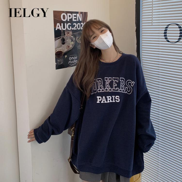 IELGY    Áo Hoodie Dáng Rộng Không Tay In Chữ Phong Cách Hàn Quốc Cho Nữ