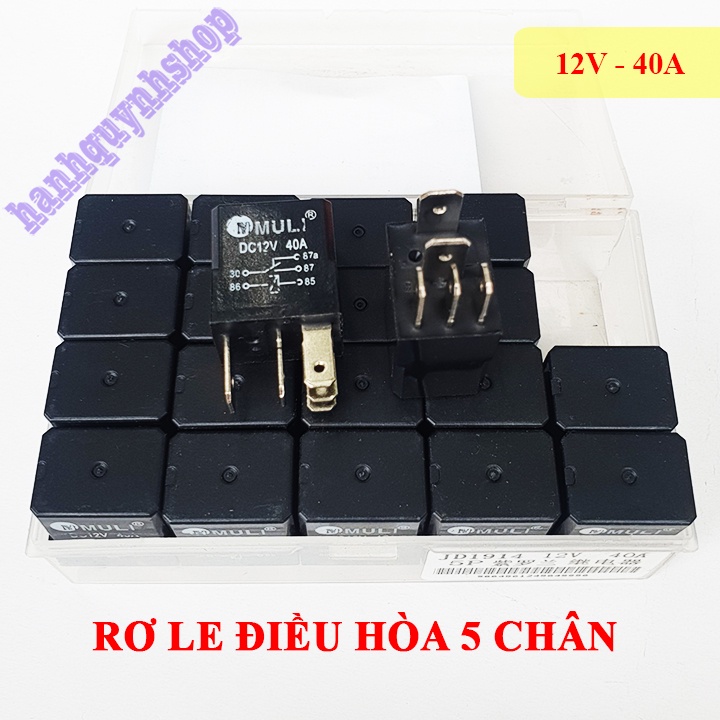Hộp 20 Rơ le điều hòa ô tô 5 chân 12V 40A hoặc 24V 40A màu đen