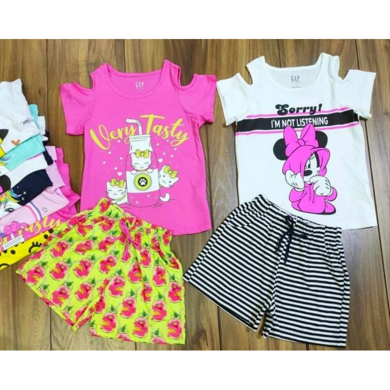 (15-35kg) Bộ cộc tay cotton bé gái size đại xuất dư HM chất đẹp mát