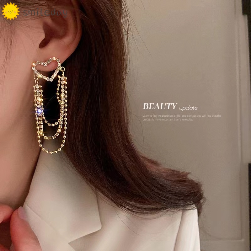 Khuyên Tai Tua Rua Hình Trái Tim Thời Trang Cho Nữ