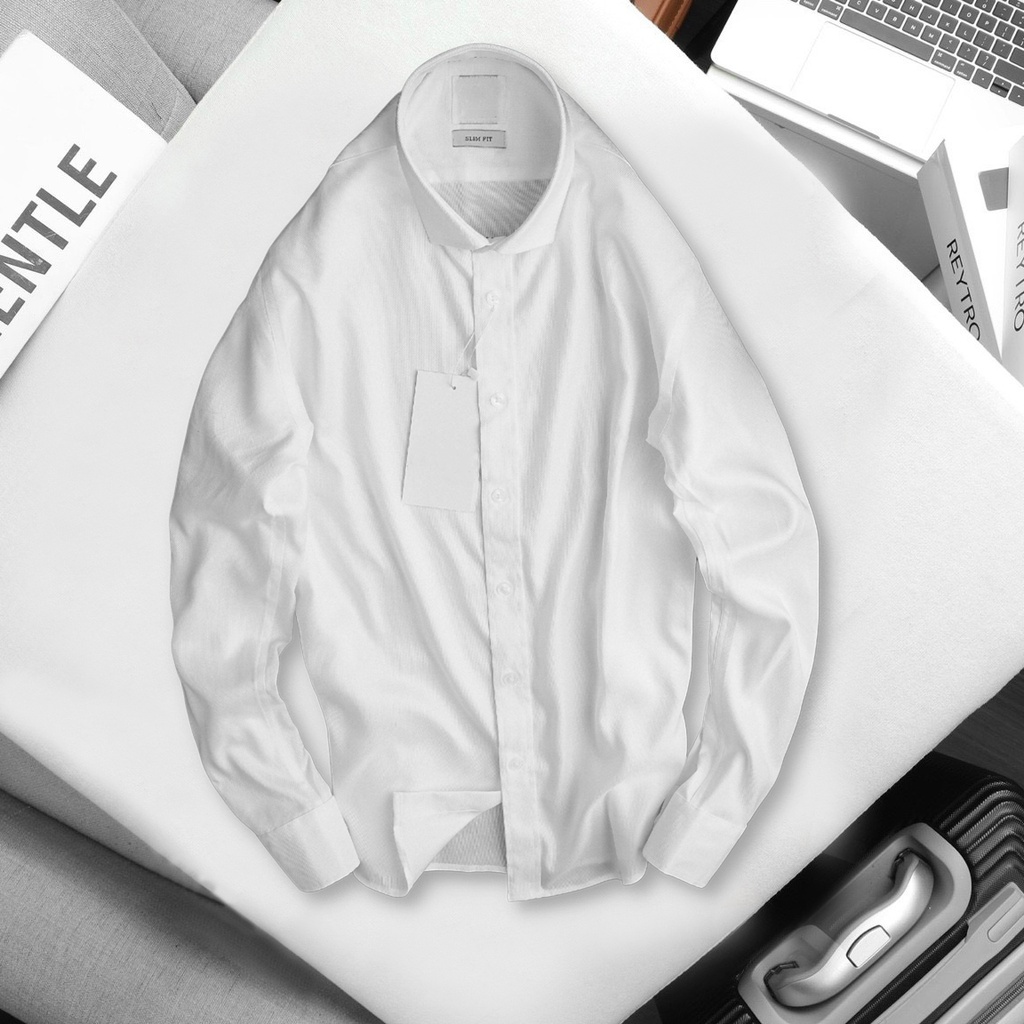 Áo sơ mi nam, form slimfit, 2 màu, chất liệu cotton, OkMan - SMDT-ZR-003