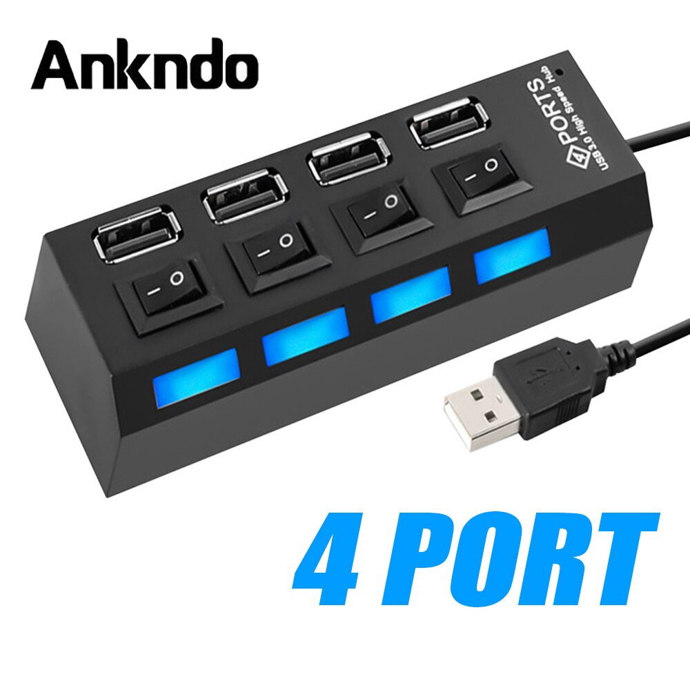 Đầu HUB Ankndo chia 4 cổng USB 2.0 3.0 đa năng tiện dụng tốc độ cao