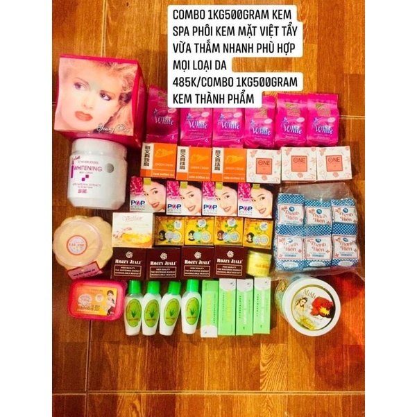 Combo 1kg500gram kem spa dưỡng trắng da body thấm nhanh