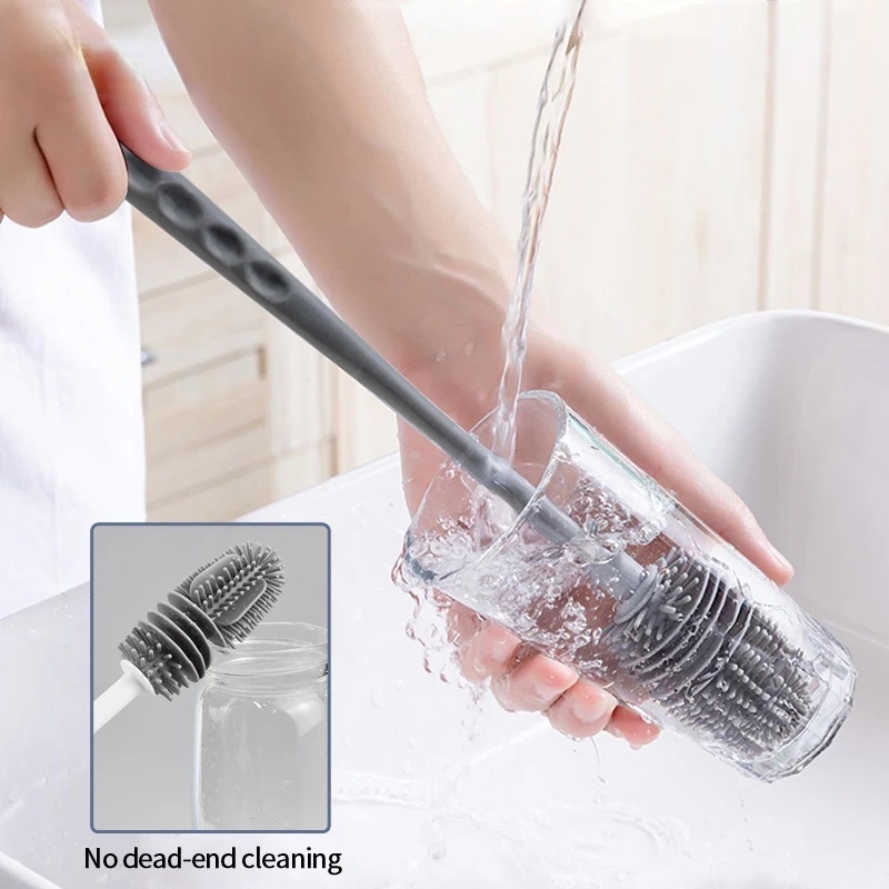 Cọ Silicone Cán Dài Dùng Để Rửa Ly Tách Tiện Dụng