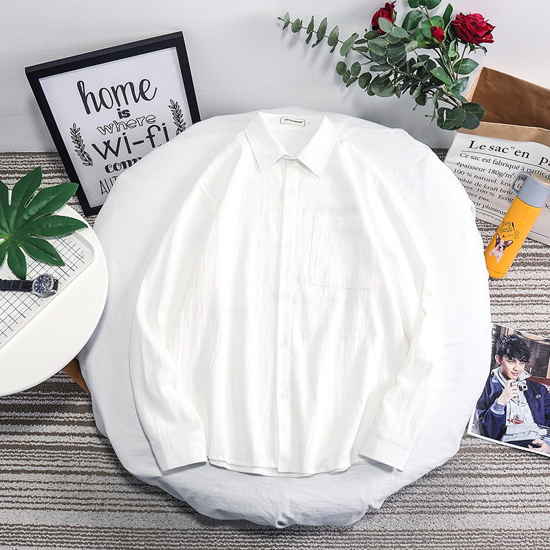 European and American style printed long-sleeved shirt for men