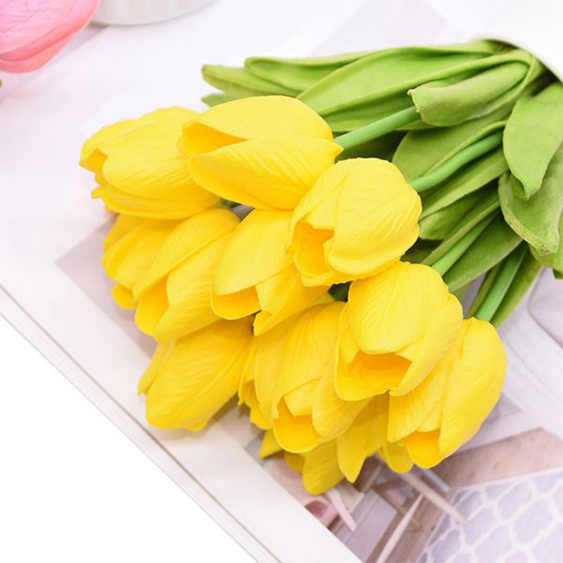 10 Cành Hoa Tulip Nhân Tạo 35cm Trang Trí Nhà Cửa