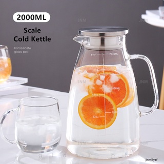 Bình Đựng Nước Lạnh Thủy Tinh Có Thang Đo Phong Cách Bắc Âu 2000ml