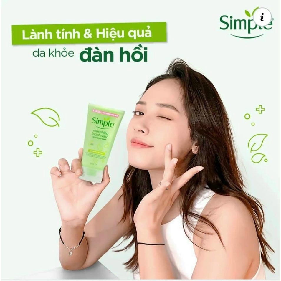 [Có sẵn] Sữa Rữa Mặt Simple Kind To Skin Refreshing Facial Wash Gel 150ml - Cho da Nhạy Cảm Và Da Dầu Mụn Mới