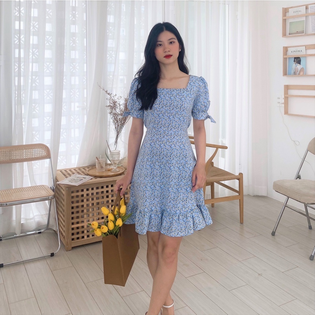 Đầm nữ thời trang nữ 💖 Freeship 💖 Váy đầm nữ dự tiệc dạo phố dáng xòe basic hoa nhí đuôi cá xinh xắn THUNVA V07