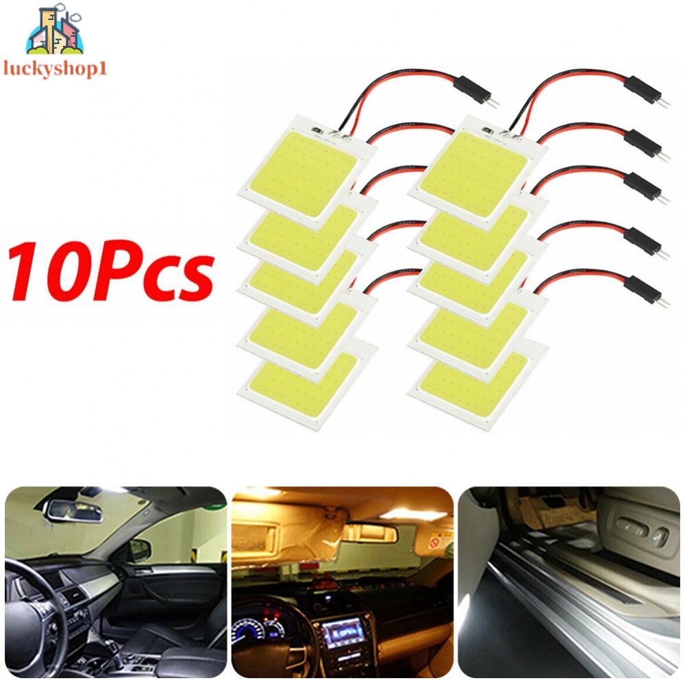 Set 10 Đèn LED 48SMD COB Ánh Sáng Trắng Gắn Trần Xe Ô Tô