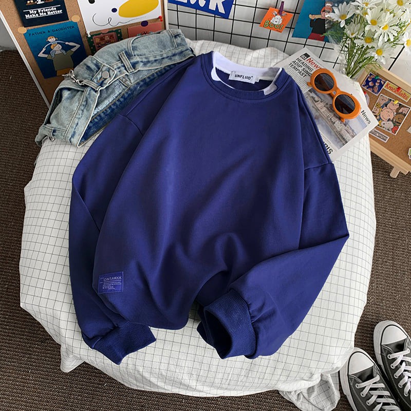 Áo Sweater Layer dáng Unisex - Áo thun tay dài thu đông chất liệu nỉ cotton mềm mịn cổ tròn