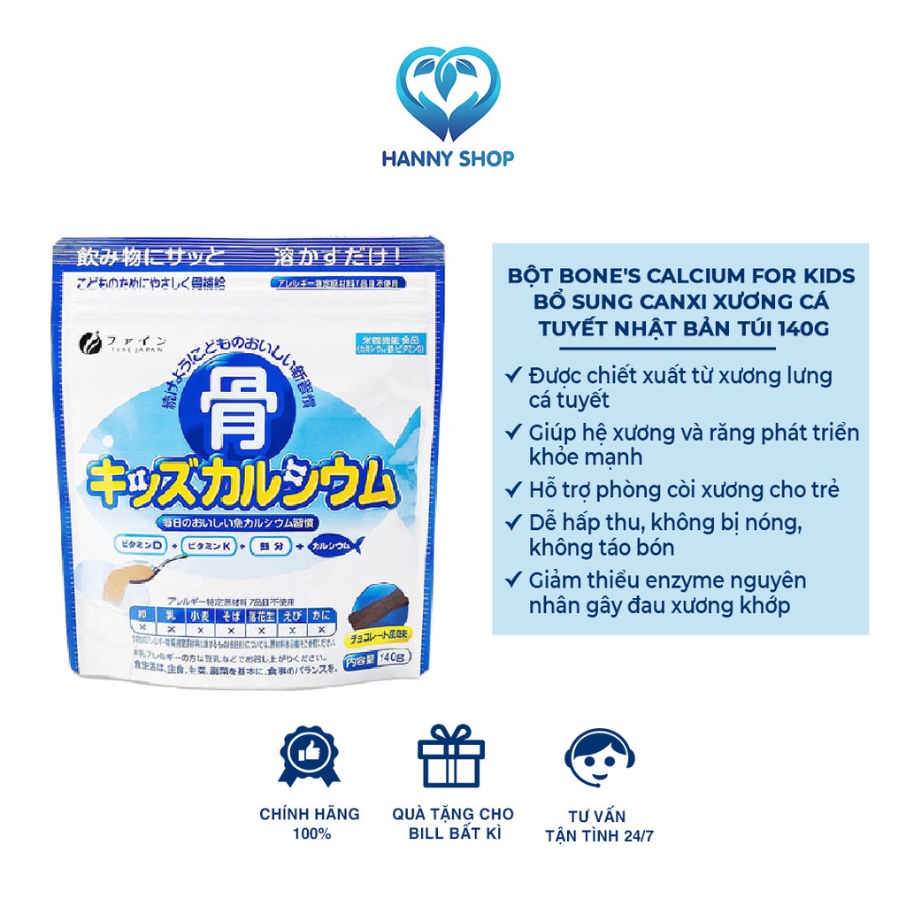 Bột Canxi Cá Tuyết Bone’s Calcium Fine Japan Tăng Chiều Cao Nhật Bản 140g