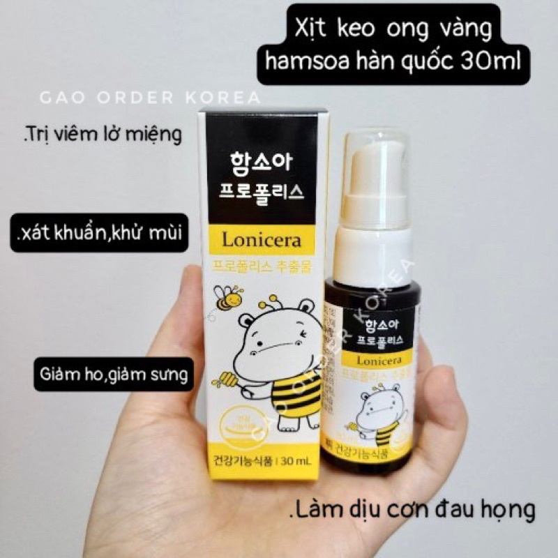 XỊT KEO ONG VÀNG HAMSOA LONICERA HÀN QUỐC 30ml