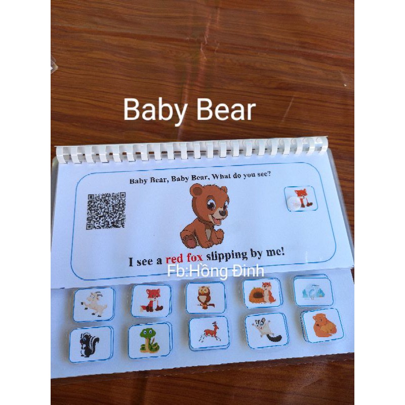 Bộ Bear 4 cuốn : Brown/Panda/Baby/Polar Bear bóc dán~Đồ chơi giáo dục Montessori