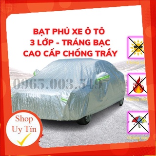 Bạt phủ xe ô tô 3 lớp tráng bạc cao cấp, bạt phủ xe oto chống mưa, chống nắng, chống trầy xước