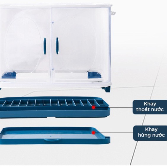 [Gía sỉ từ 2sp]Tủ úp bát đĩa mini chất liệu cao cấp 2 tầng có nắp đậy chống bụi bẩn - thoát nước tốt