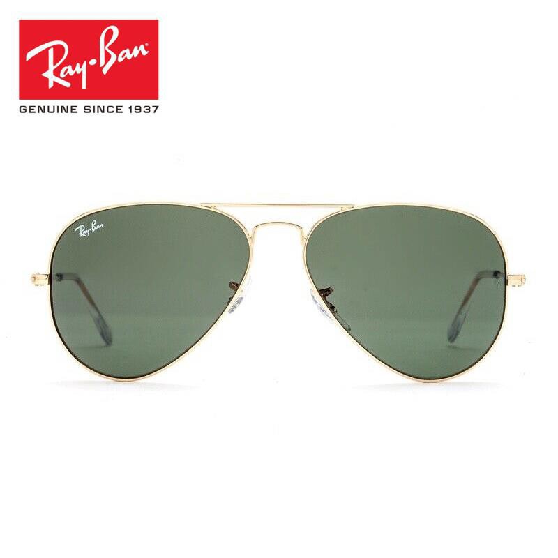 Kính Mát Ray / Ban Original Aviator 3025 L0205 Gọng Vàng Xanh Lá 58mm