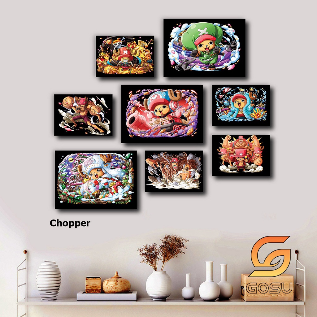 Set 8 Tranh Dán Tường Chủ Đề Băng Mũ Rơm, Tổng Hợp 10 thành viên Băm Mũ Rơm- chất liệu Fomex Phủ Tráng Gương dày 5mm