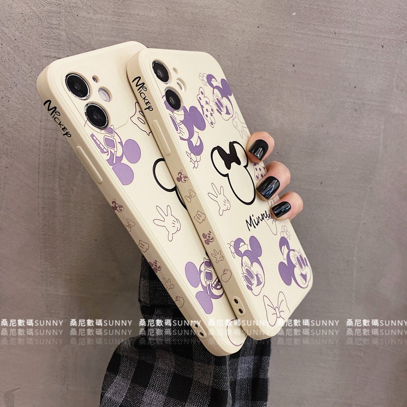 Ốp điện thoại silicon in hình chuột Mickey/ Minnie cho Iphone 11 12 Pro Xr Xmax 8plus