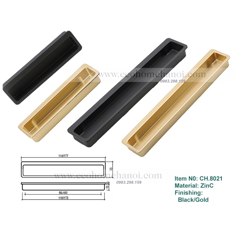 Tay nắm âm tủ hợp kim cao cấp CH8021