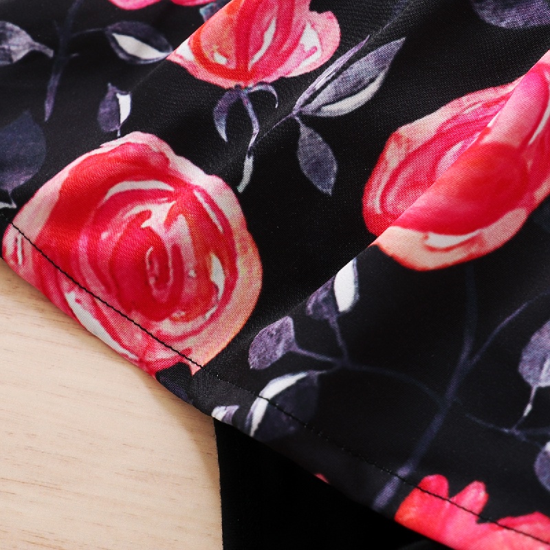 Áo liền quần Mikrdoo tay dài in họa tiết hoa với băng đô dễ thương thời trang dành cho bé gái