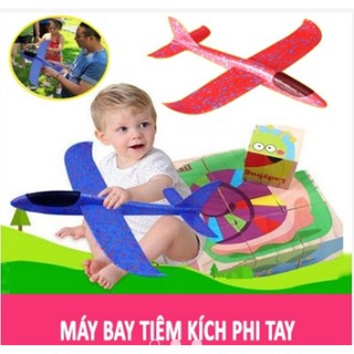 Máy bay xốp cho bé màu xanh hồng. Máy bay tiêm kích phi tay bằng xốp