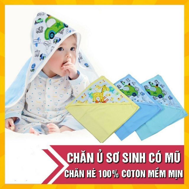 Chăn ủ mùa hè có mũ / 100% cotton hàng đẹp