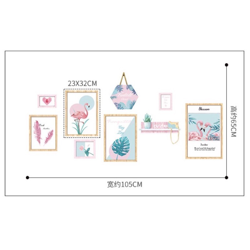 Decal dán tường - Khung ảnh viền hồng phong cách hiện đại