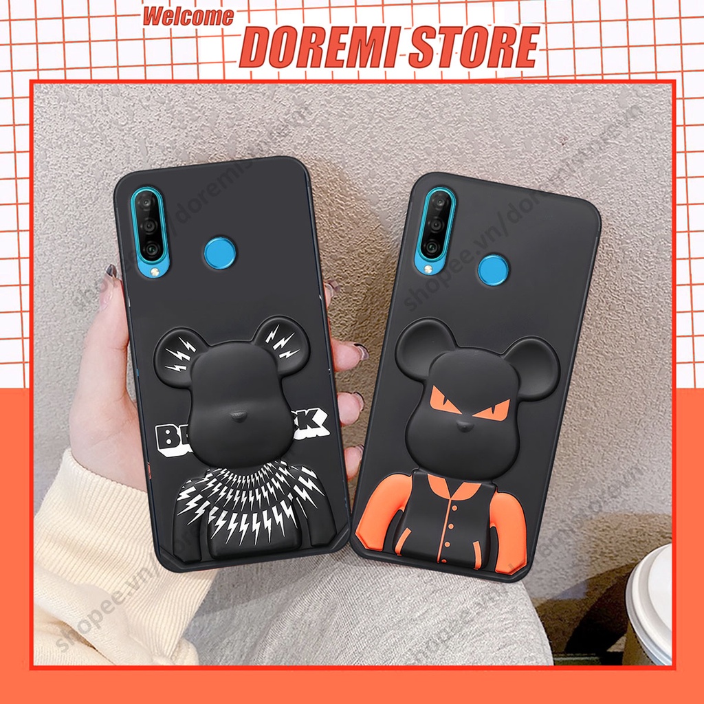 Ốp lưng Huawei Nova 4e / P30 Lite hình kaws, kith, bear brick nổi 3D phong cách độc đáo