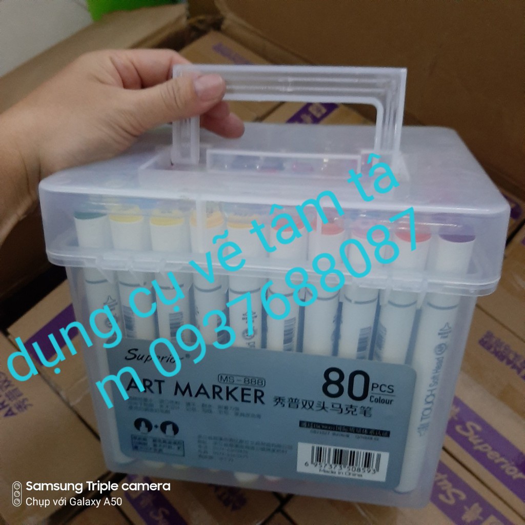 [ TÂM TÂM ]-Marker touch soft head bộ 80 màu hộp nhựa (Tặng giấy mẫu test màu)-