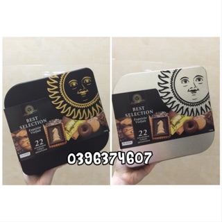 [HÀNG TẾT 2023] Bánh quy tổng hợp socola Henry Lambertz mặt trời đen Đức hộp thiếc 1000g