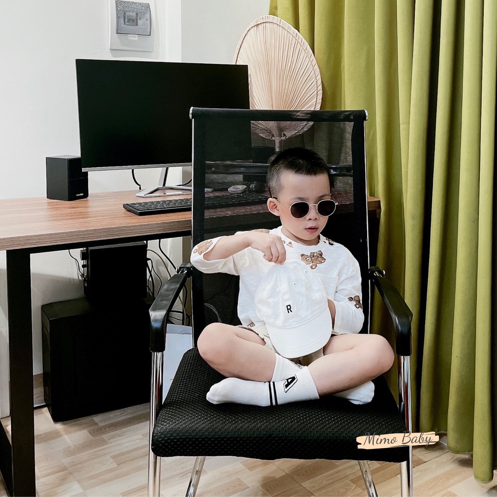 Áo phông dài tay hình gấu phối túi ngực mùa thu đông cho bé QA49 Mimo Baby