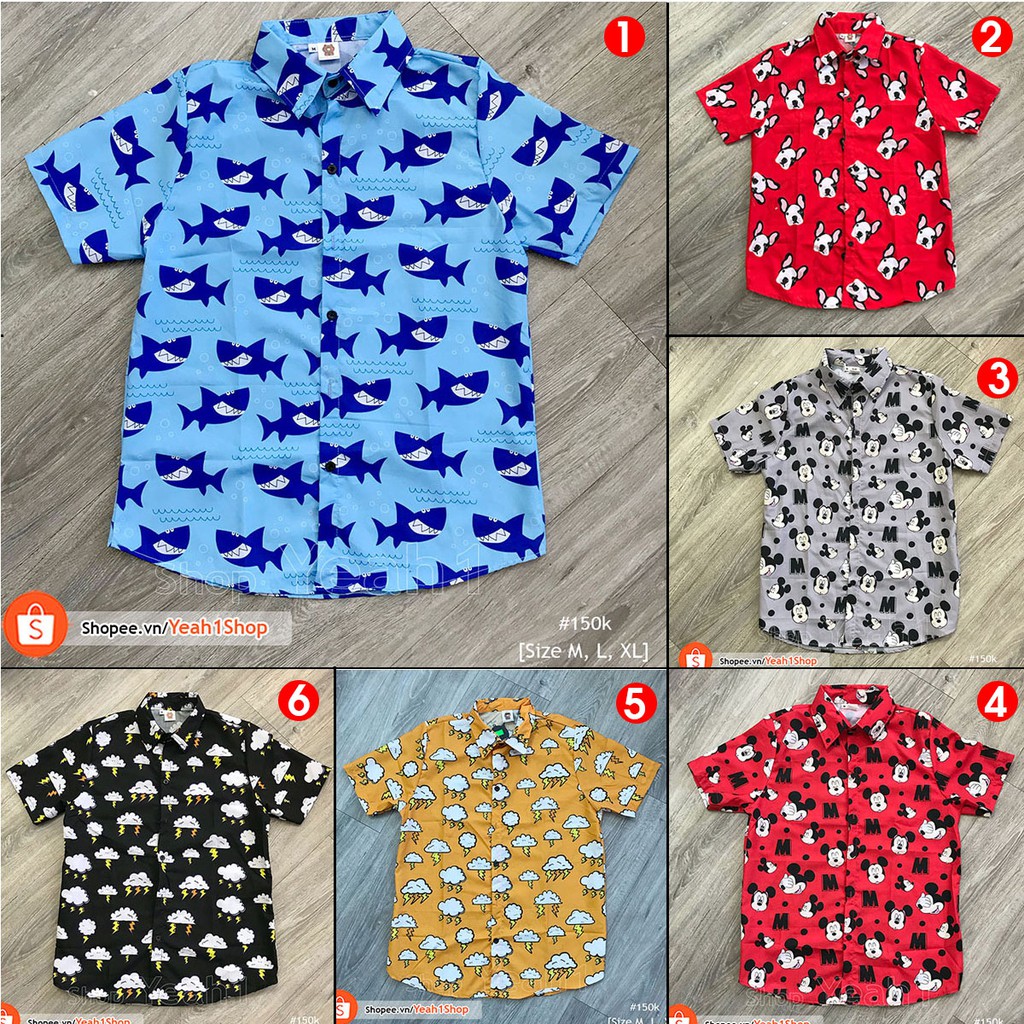 [Yeah1Shop]- Áo sơ mi hoạt hình (M, L, XL) (SMHH)