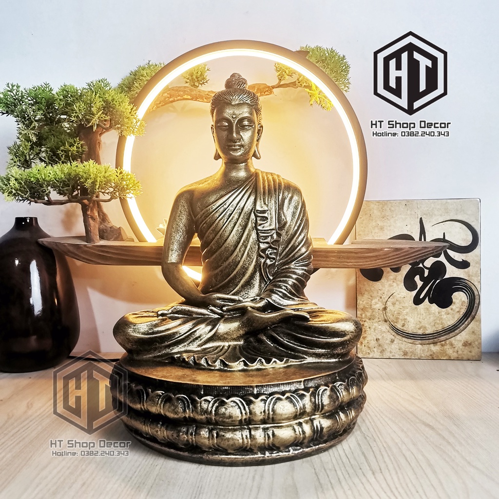 Tượng Đức Phật Bổn sư Thích Ca cao 35cm đế sen trang trí nhà cửa, phong thủy, thờ cúng